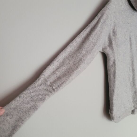 Cashmere Turtle Neck Sweater Max Studio Cream/Gray 100% 2 Ply Tunic Sz Med - Picture 4 of 13